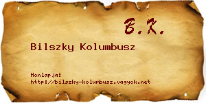 Bilszky Kolumbusz névjegykártya